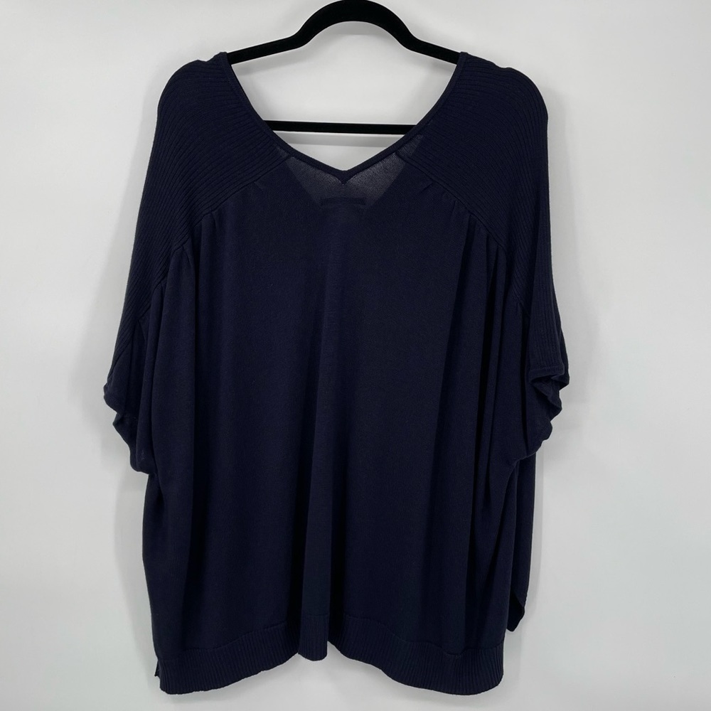 Anthropologie Navy Blue Poncho Sweater. Linen Blend - Picture 6 of 9